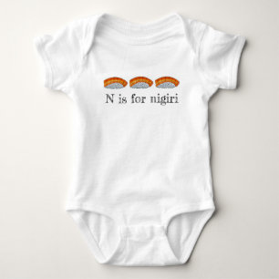 N is for Nigiri Salmon Sushi Japanese Food Fish Baby Bodysuit