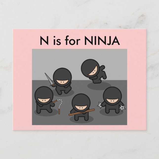 "N" is for Ninja Alphabet Flashcard Postcard (Front)