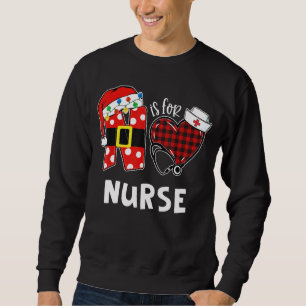 N Is For Nurse Santal Hat Xmas Lights Nurse Merry  Sweatshirt