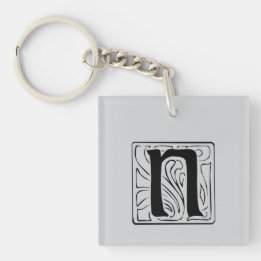 N Monogram black Key Ring