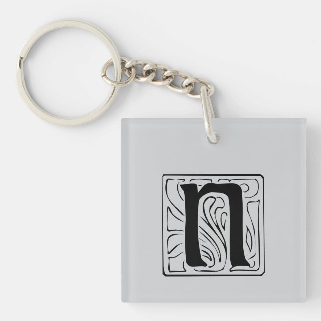 N Monogram black Key Ring (Front)