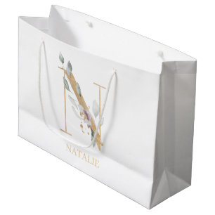 N Monogram Floral Personalised Large Gift Bag