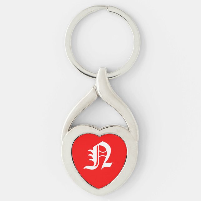 "N" Red Heart Keychain (Front)