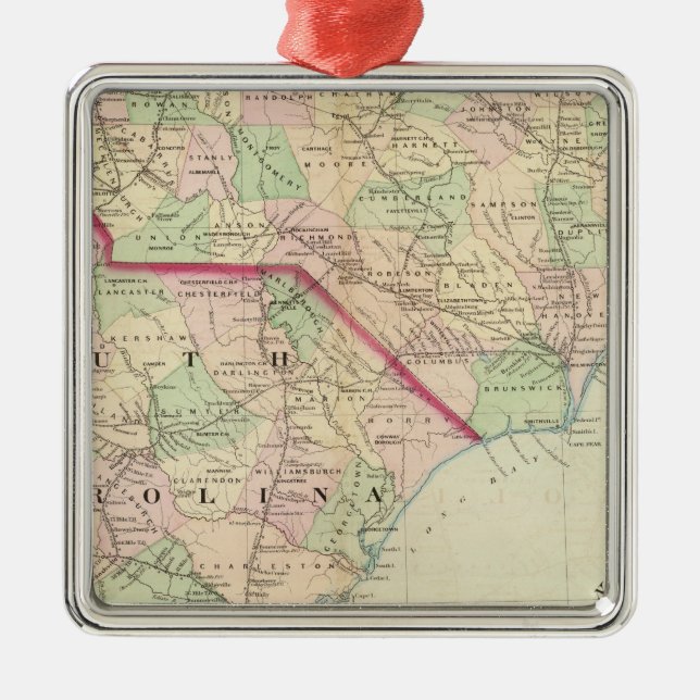 N & S Carolina 2 Metal Tree Decoration (Front)