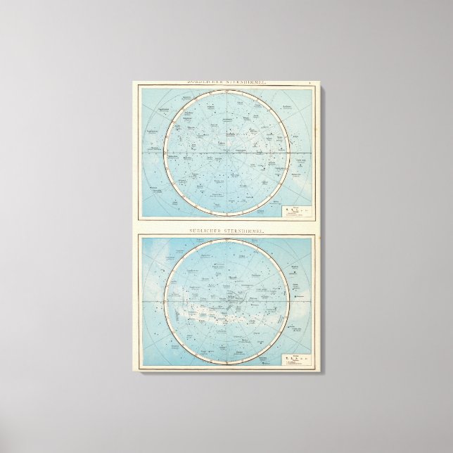 N, S Sternhimmel Celestial Atlas Map Canvas Print (Front)