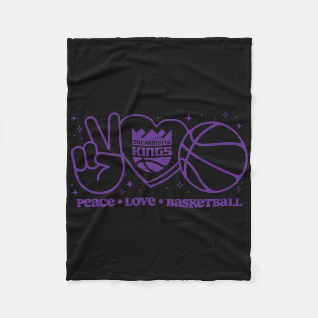 N Sacramento Kings Peace Love Sketll  Fleece Blanket (Front)
