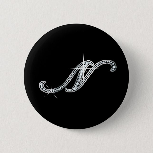 N script "Diamond Bling" 6 Cm Round Badge (Front)