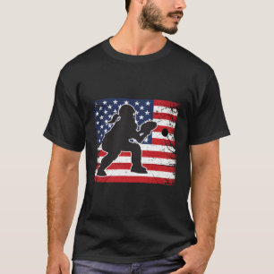 N Softball Catcher Distressed Usa Flag Team T-Shirt