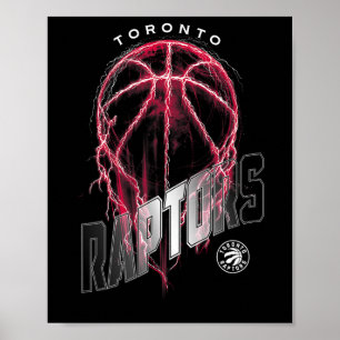 N Toronto Raptors Lightning Bolt Sketll Logo  Poster