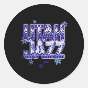 N Utah Jazz Christmas Ugly Sweater Classic Round Sticker