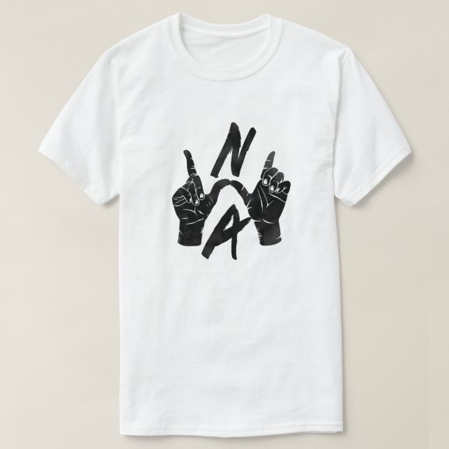 N.W.A Hand Sign Dark Illustration T-Shirt (Design Front)