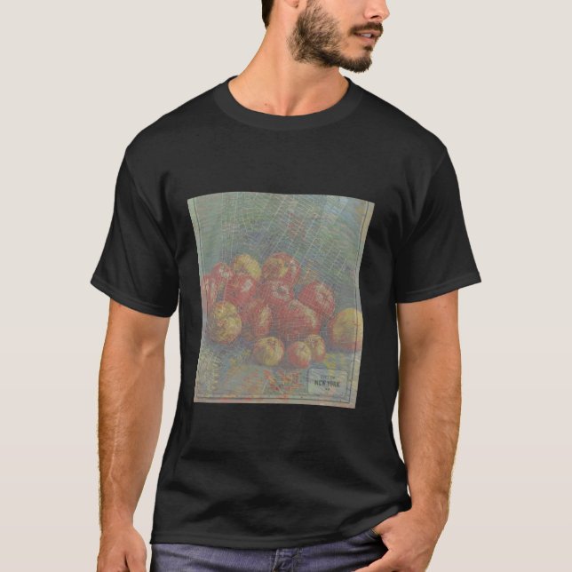 n.y, apple, old map, van gogh T-Shirt (Front)