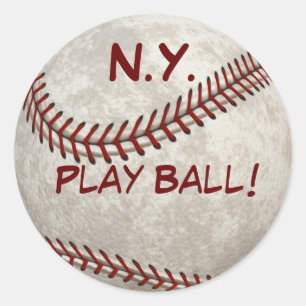 N.Y. Baseball  "Play Ball!" American Past-time Classic Round Sticker