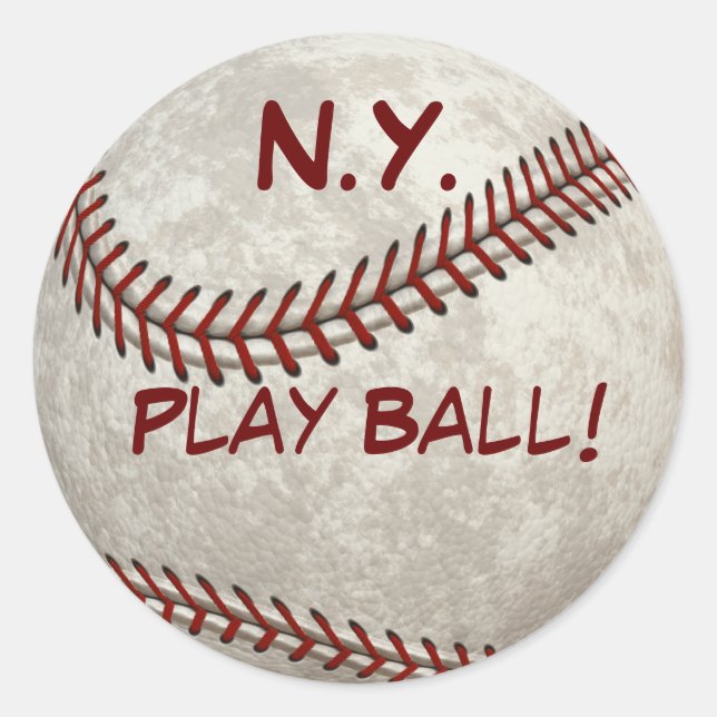 N.Y. Baseball  "Play Ball!" American Past-time Classic Round Sticker (Front)