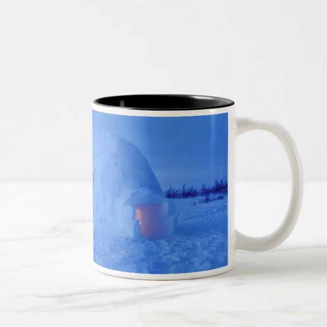 NA, Canada, Manitoba, Churchill. Arctic igloo Two-Tone Coffee Mug (Right)