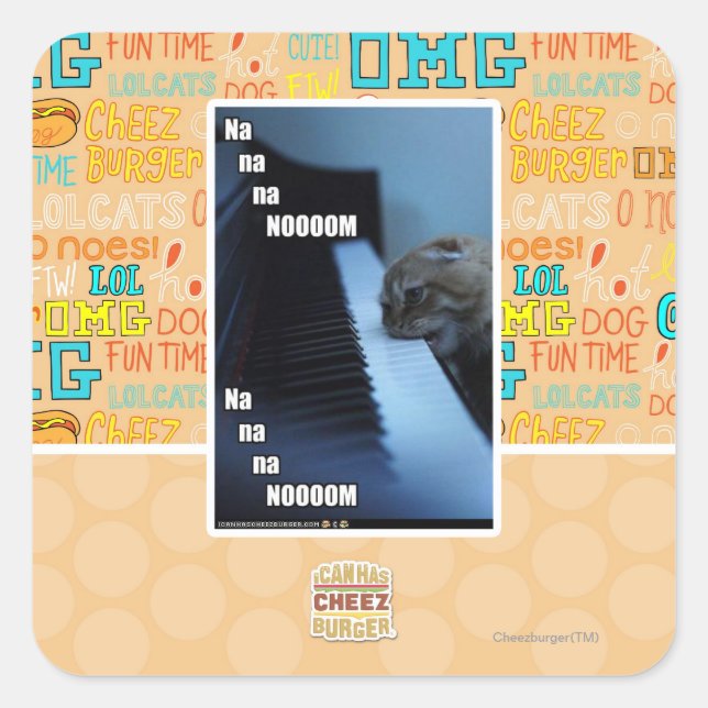 Na na na nooom square sticker (Front)