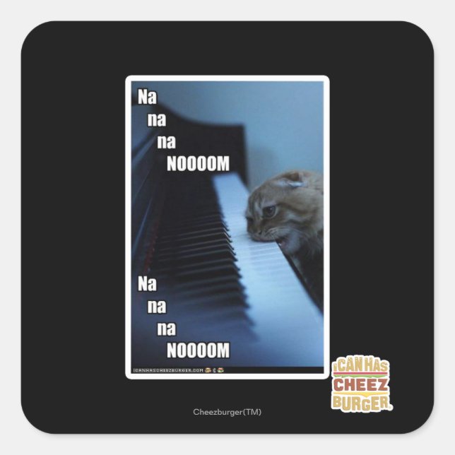 Na na na nooom square sticker (Front)
