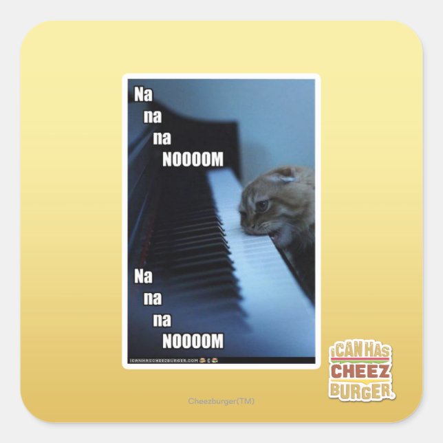 Na na na nooom square sticker (Front)