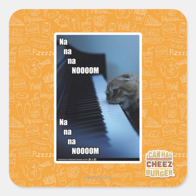 Na na na nooom square sticker (Front)