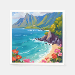 Na Pali Coast Kauai Hawaii Coastline Painting Napkin