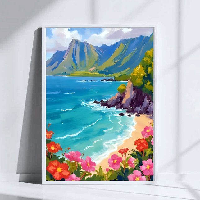 Na Pali Coast Kauai Hawaii Coastline Painting Poster (Creator Uploaded)