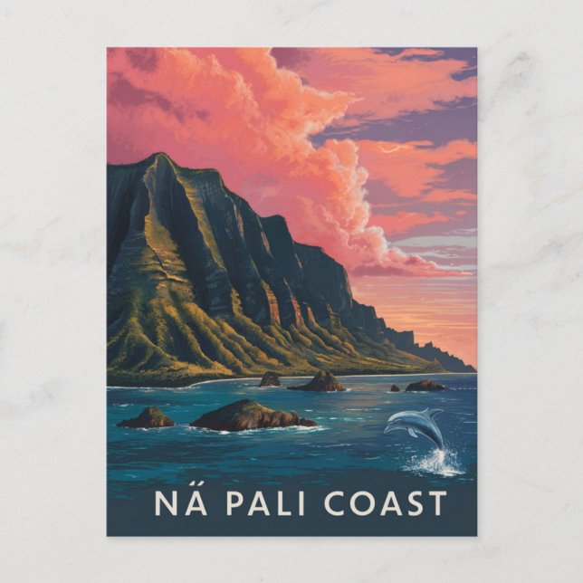 Na Pali Coast Kauai, Hawaii Evening Postcard (Front)