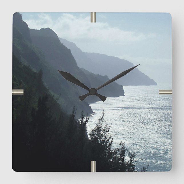 Na Pali Coast Square Wall Clock (Front)