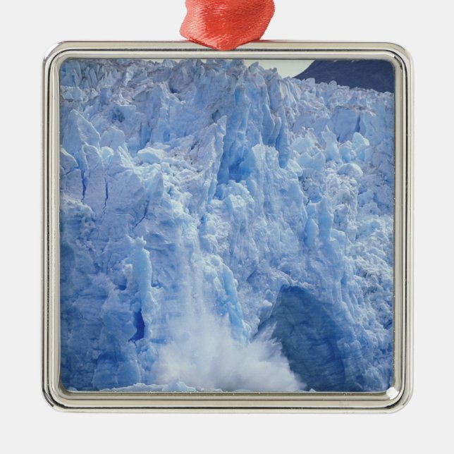 NA, USA, Alaska. Glacier crumbling into water Metal Tree Decoration (Front)