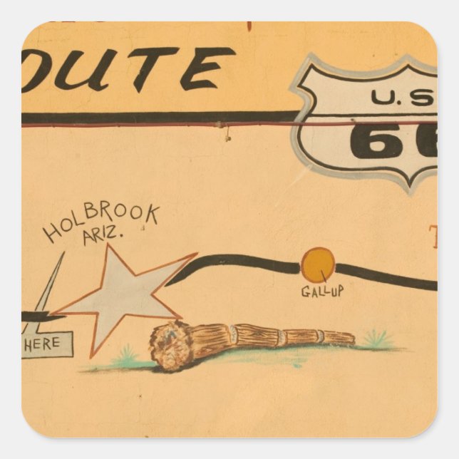 NA, USA, Arizona, Holbrook Route 66 road mural Square Sticker (Front)