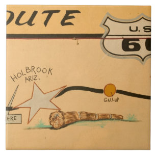 NA, USA, Arizona, Holbrook Route 66 road mural Tile