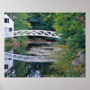 NA, USA, Maine. Bridge over pond in Somesville. Poster