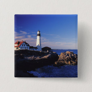 NA, USA, Maine. Portland Head lighthouse. 15 Cm Square Badge
