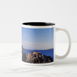 NA, USA, Maine. Portland Head lighthouse. Two-Tone Coffee Mug