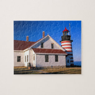 NA, USA, Maine. West Quoddy lighthouse near Jigsaw Puzzle