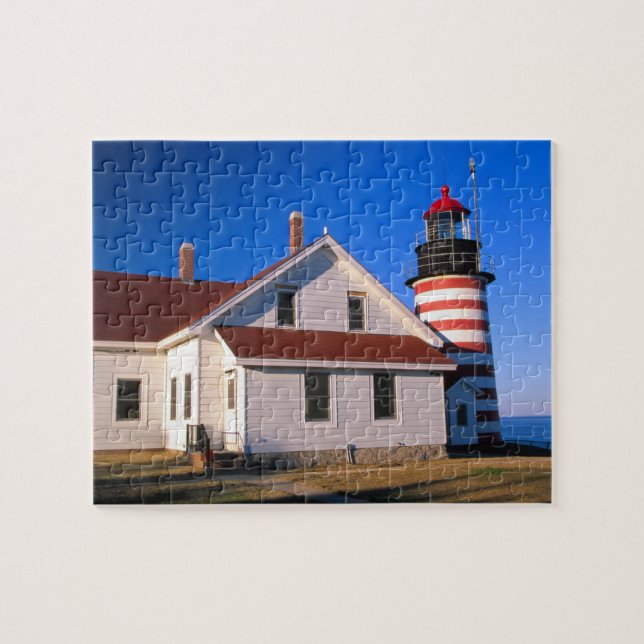NA, USA, Maine.  West Quoddy lighthouse near Jigsaw Puzzle (Horizontal)