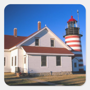 NA, USA, Maine. West Quoddy lighthouse near Square Sticker