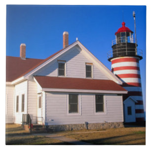NA, USA, Maine. West Quoddy lighthouse near Tile