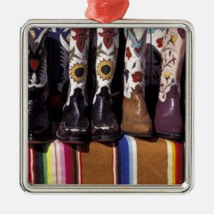 NA, USA, New Mexico, Santa Fe. Cowboy boots Metal Tree Decoration