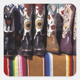 NA, USA, New Mexico, Santa Fe. Cowboy boots Square Sticker