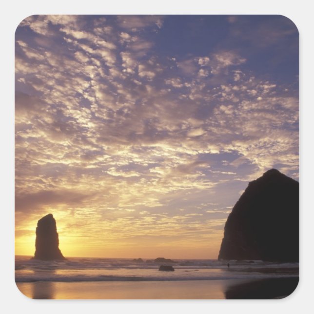 NA, USA, Oregon, Oregon Coast, Canon Beach with Square Sticker (Front)