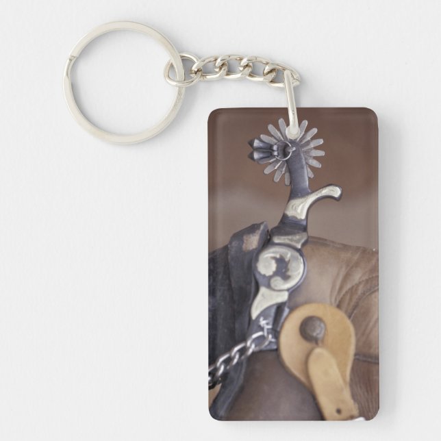 NA, USA, Texas, Lubbock Cowboy boot and spur Key Ring (Front)