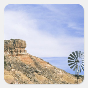 NA, USA, Texas Windmill and cliffs of Palo Duro Square Sticker