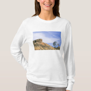 NA, USA, Texas Windmill and cliffs of Palo Duro T-Shirt