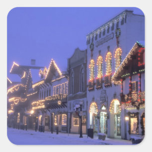 NA, USA, Washington, Leavenworth. Main Street Square Sticker