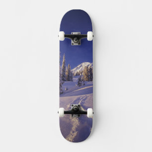NA, USA, Washington, Mt. Rainier NP, Snowshoe Skateboard
