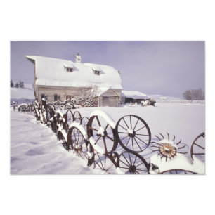 NA, USA, Washington, Uniontown, White barn and Photo Print