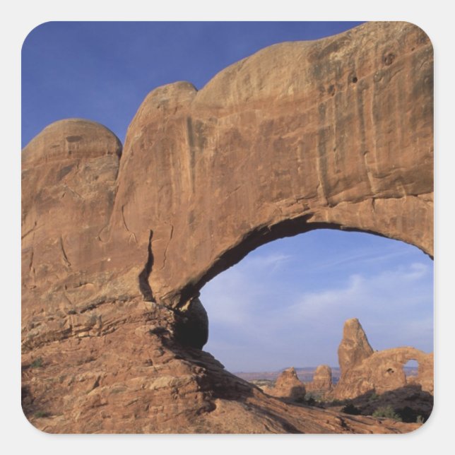 NA, Utah, Arches National Park. Double Arch Square Sticker (Front)
