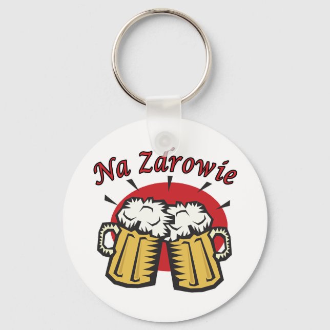 Na Zdrowie Toast With Beer Mugs Key Ring (Front)