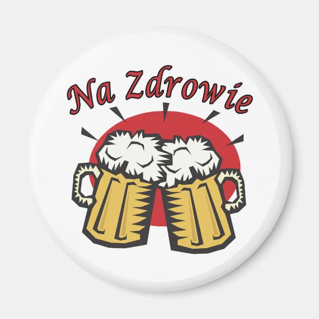 Na Zdrowie Toast With Beer Mugs Magnet (Front)
