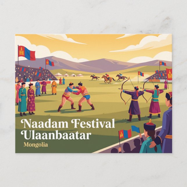 Naadam Festival Ulaanbaatar Mongolia Postcard (Front)